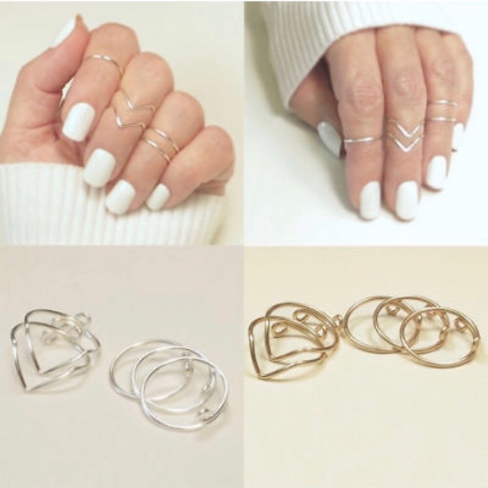 Gorgeous Above Knuckle 5-Piece Midi Ring Set, NEW